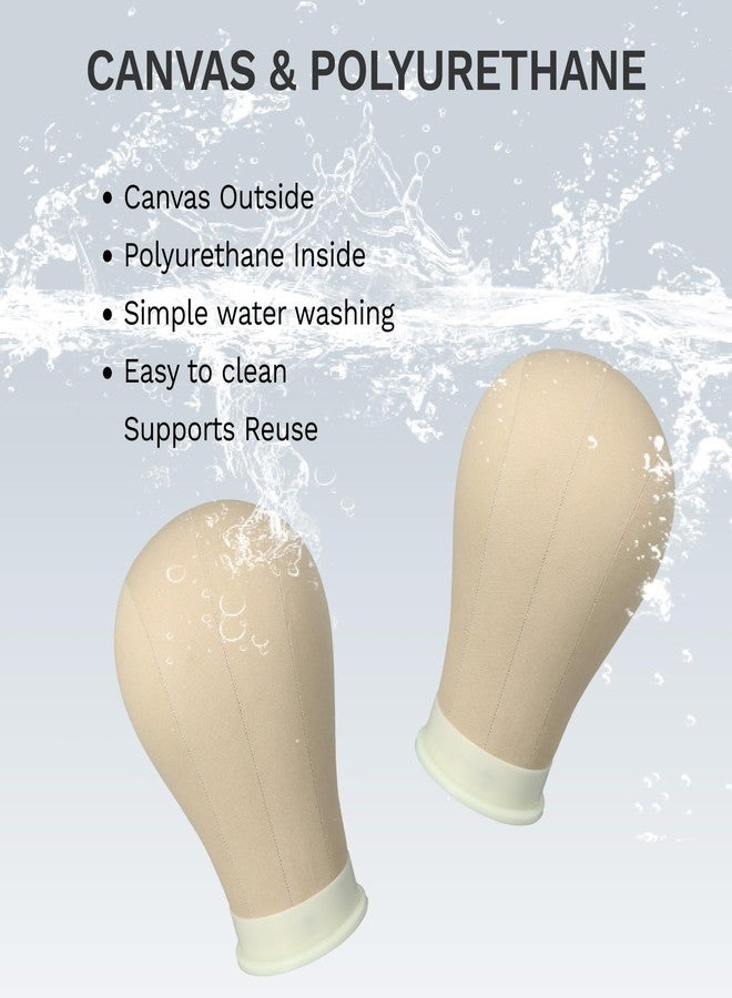 AliLeader Canvas Block Mannequin Wig Display Styling Head with Mount Hole (Light Brown, 21") - Image 5